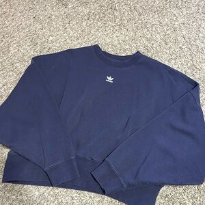 Adidas Navy Trefoil Essentials Crewneck Sweatshirt